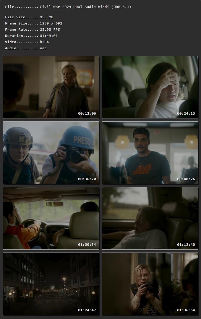 Civil War 2024 Hindi Dual Audio HDRip 1080p – 720p – 480p